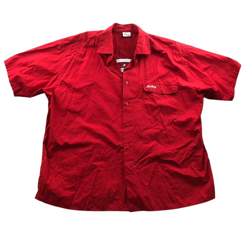 Disney Store Men Shirt Size 2XL Red Mickey Mouse Ink & Pain Dept Uniform Classic